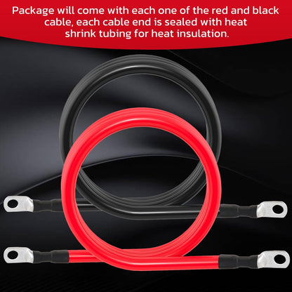 2 AWG Battery Cable 2AWG Gauge Battery Inverter Cables for Automotive Solar Marine Boat RV Car Motorcycle (2 AWG, 5FT, 3/8")