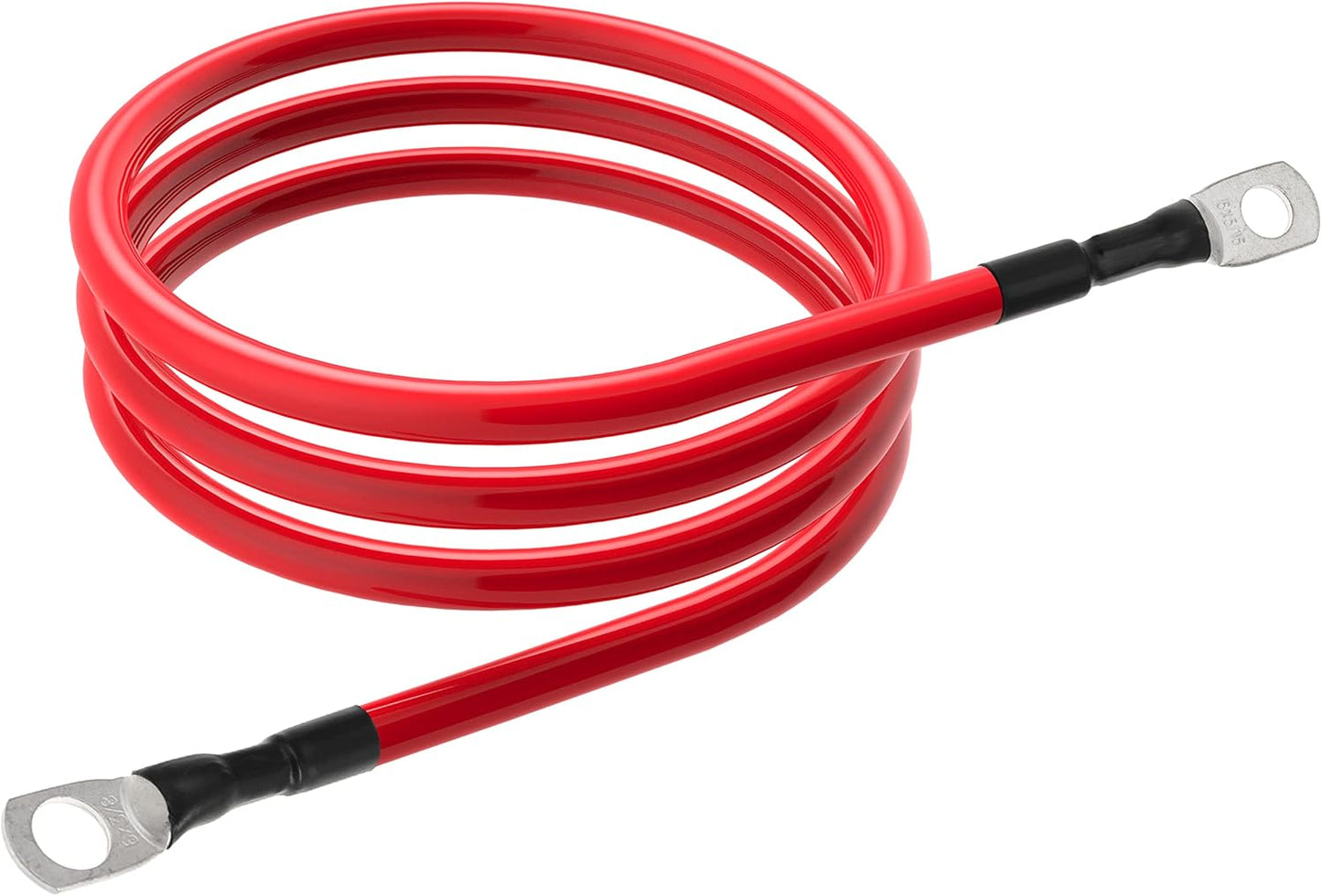 6 AWG Battery Cables 6 Gauge Power Inverter Cables with 3/8 Inch and 5/16 Inch Lugs Each End for Solar Marine RV Car SUV Truck Tractor Motorcycle 2pcs (2FT, 6 AWG)