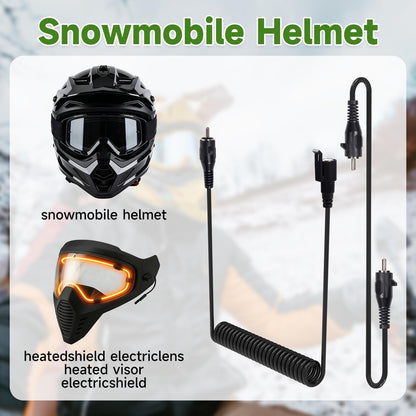 Electric Heated Shield Wire and Power Cord for CKX Snowmobile Helmets, Electric heated shield, heated lens and heated goggle, Gold-Plated RCA