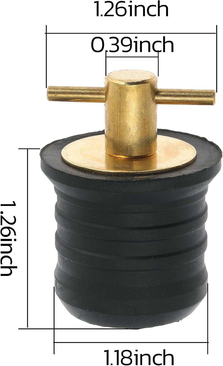 2 Pcs T-Handle Boat Plug Brass/Stainless Steel Boat Drain Plug Snap Handle Plug Rubber Drain Plug for Boat Marine