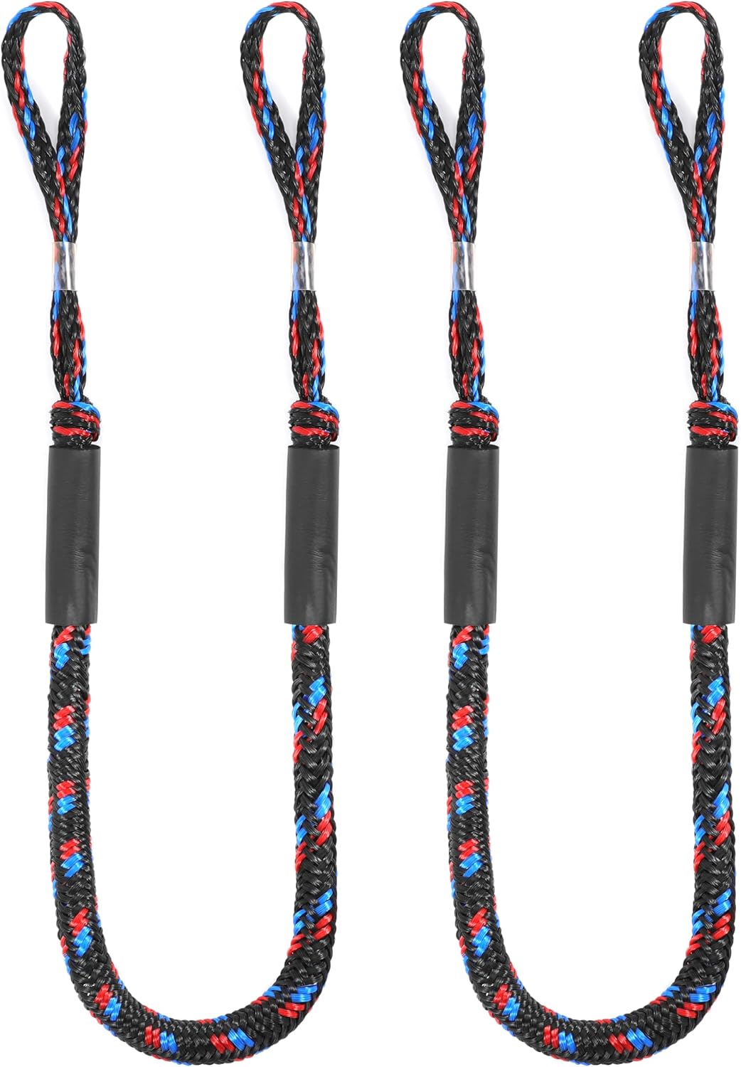 Boat Bungee Dock Lines Marine Mooring Rope Bungee Cord Docking Lines for Boat Docking Ropes for Kayak,Pontoon,Canoe (2 Pack,4 feet to 5.5 feet)