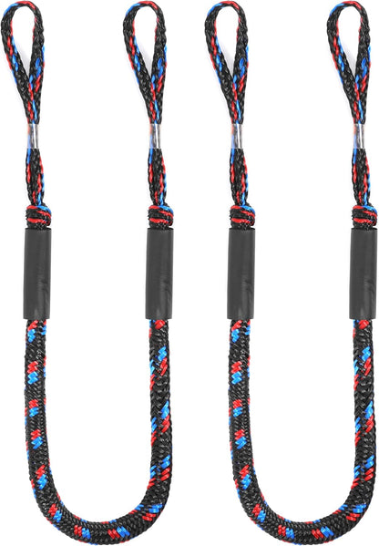 Boat Bungee Dock Lines Marine Mooring Rope Bungee Cord Docking Lines for Boat Docking Ropes for Kayak,Pontoon,Canoe (2 Pack,4 feet to 5.5 feet)