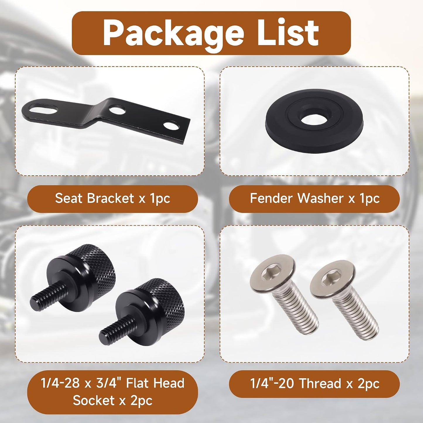 Seat Bracket Replaces 10545BB Fits for Harley Davidson Rear Fender Studplate with 1/4-28 x 3/4in Screws and Fender Washer