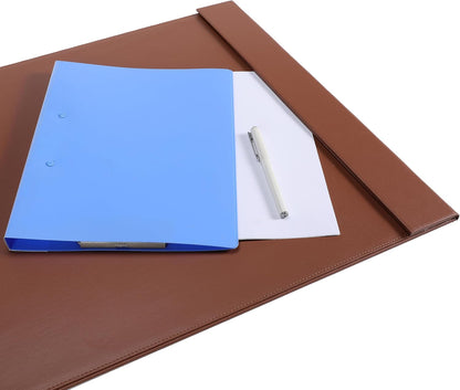 30" x 18" Leather Desk Blotter with Side Rails for Writing Leather Executive Desk Pad Protector Desk Mat for Office Home Workplace Brown