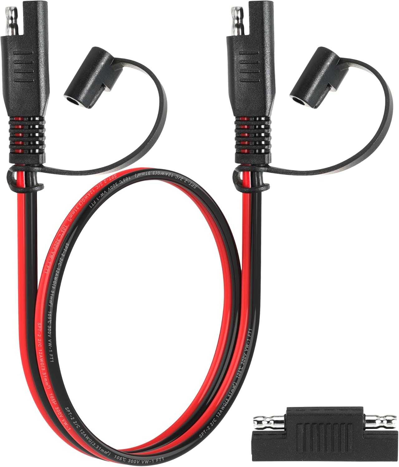 1FT 12AWG SAE Extension Cable, 12 AWG SAE to SAE Quick Disconnect Wire Harness 12 Gauge with SAE Polarity Reverse Adapter for Solar Panel RV Battery Automotive and Marine Applications (12AWG 1FT)