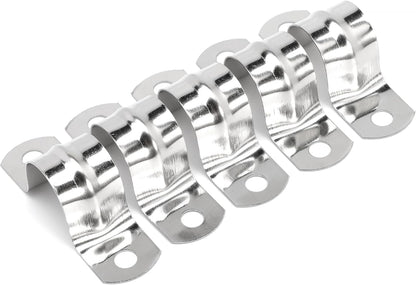 25 PCS M20 304 Stainless Steel Rigid Pipe Strap Two Hole Cable Strap u Bracket Pipe Clamps Heavy Duty Pipe Fasten Holder for Tube, Pipe or Wire Cord Installation (25, 20MM（3/4" ）)