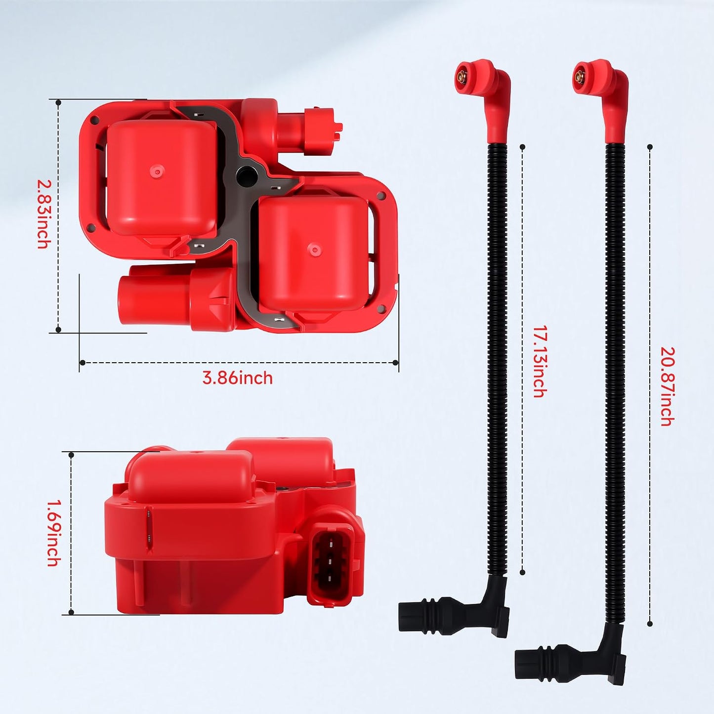 Ignition Coil Replace 2876049 4010425 and Spark Plug Wire Cap Replace 4012888 4012889 for Polaris Ranger Crew RZR 4 S 800 2011-2017 (CWC)