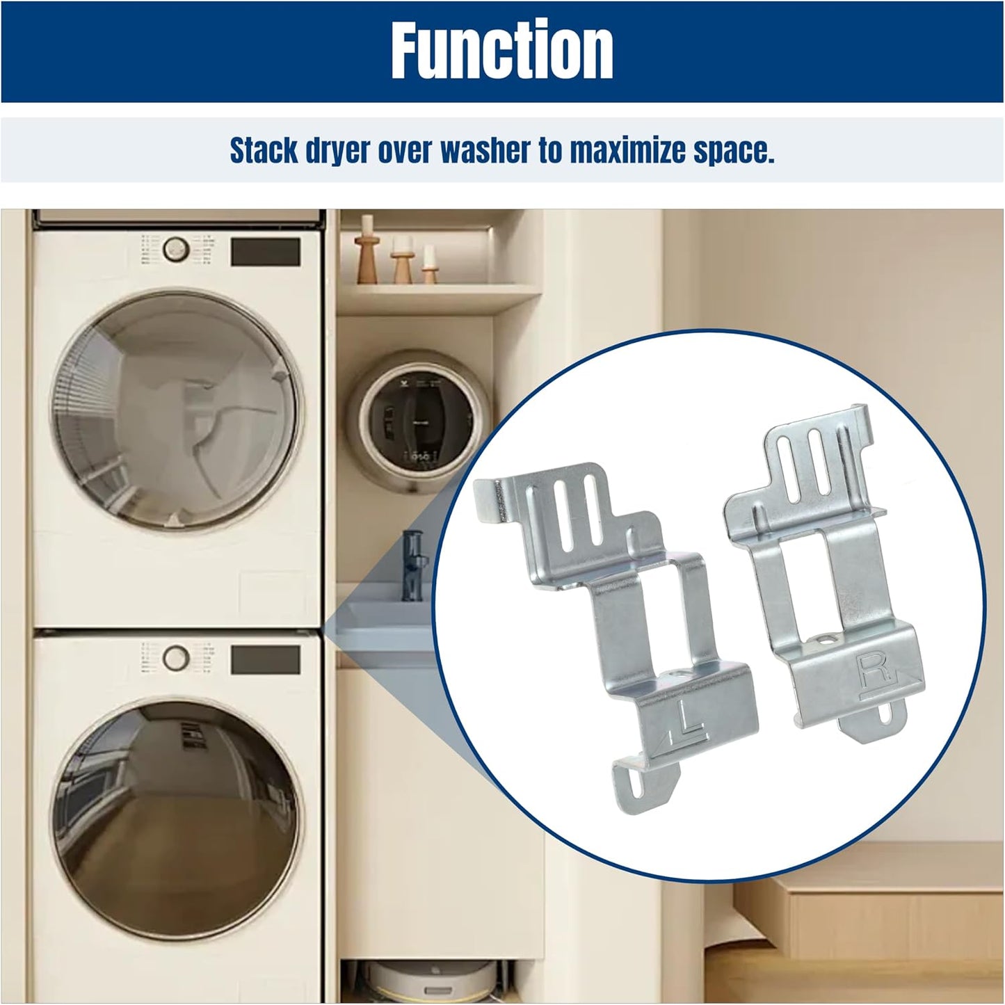 24 Inch Stacking Kit Replaces SK-DH Laundry Stack Bracket for Sam-sung 24 in. Wide Front Load Washers and Dryers, Set of 2