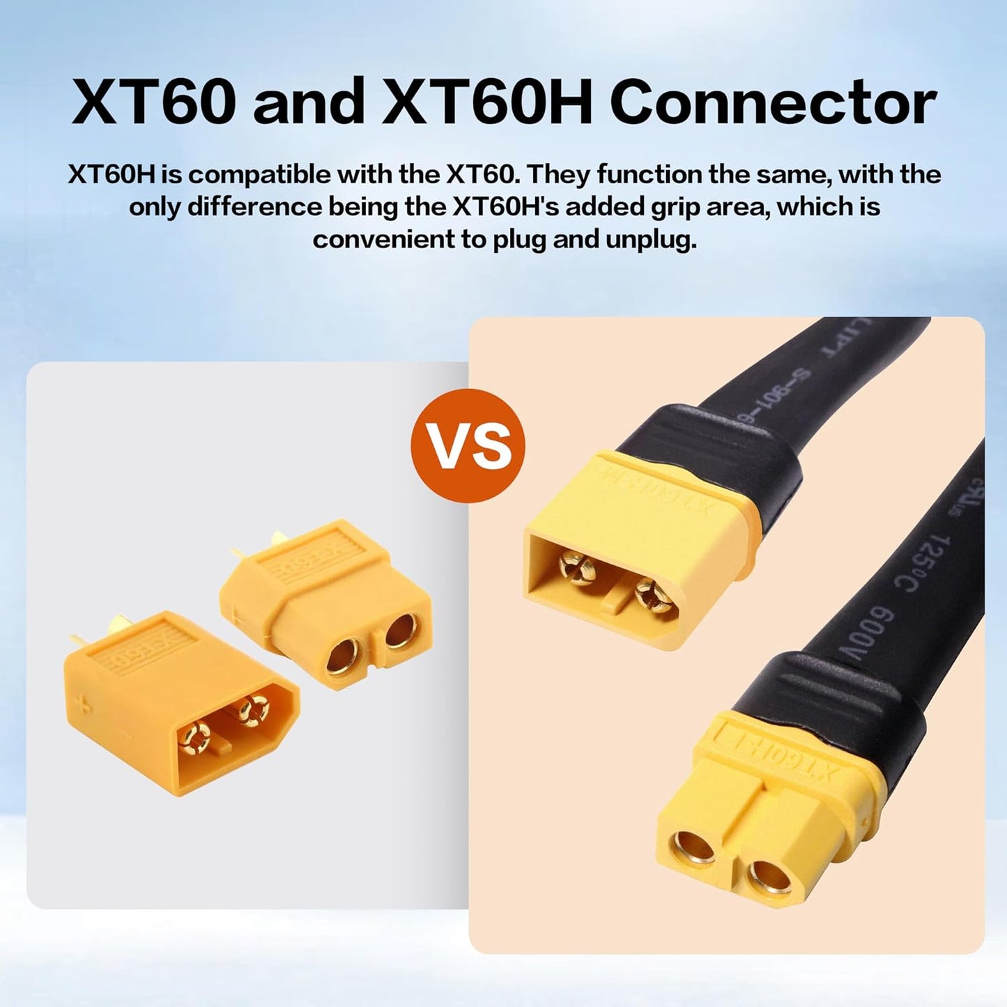 10AWG 10FT Solar to XT60 Charge Extension Cable for Solar Panels Portable Power Stations Solar Connector to XT60H Cables