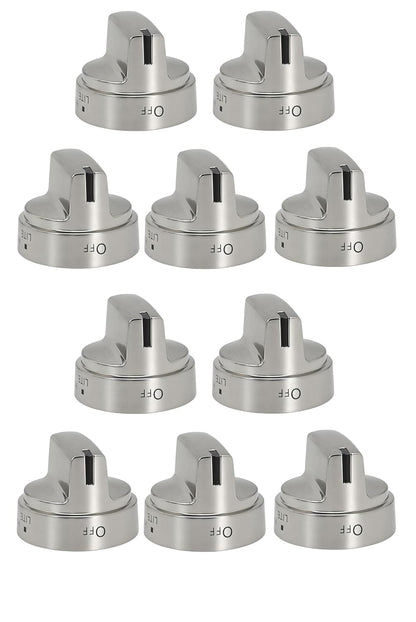 WB03X24818 Gas Stove Knobs Replace for GE Stainless Steel Stove Gas Range Compatible with JGB6, JGB7, JGB8, JGBS Series PS11729081 AP5989029 (Silvery-10 Pack)