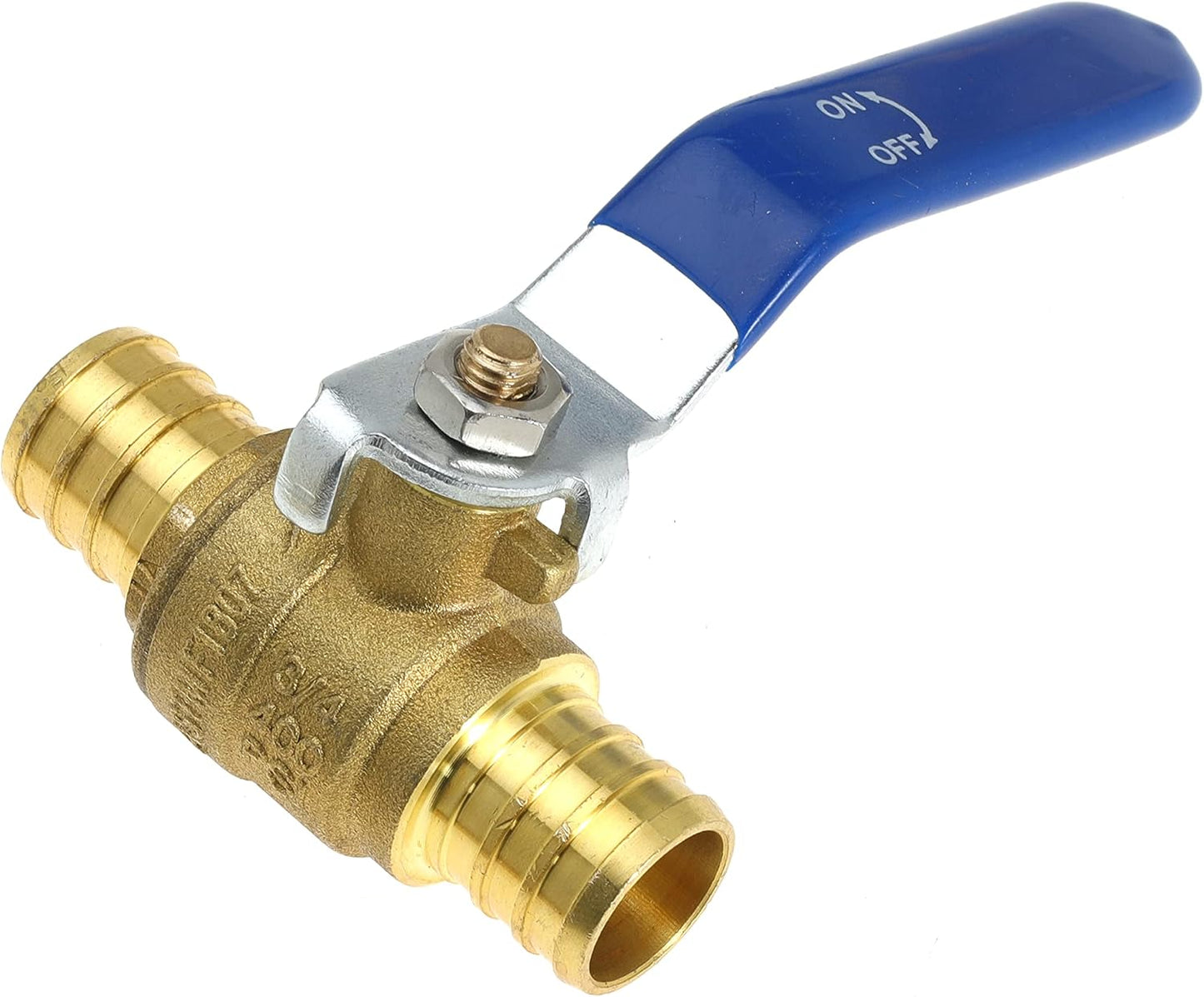 3/4" 3/4 Inch Brass Shut off Ball Valve Fit Both Ends for PEX Tubing, PEX Barb - Full Port Water Stop for Hot & Cold, 10 Pcs