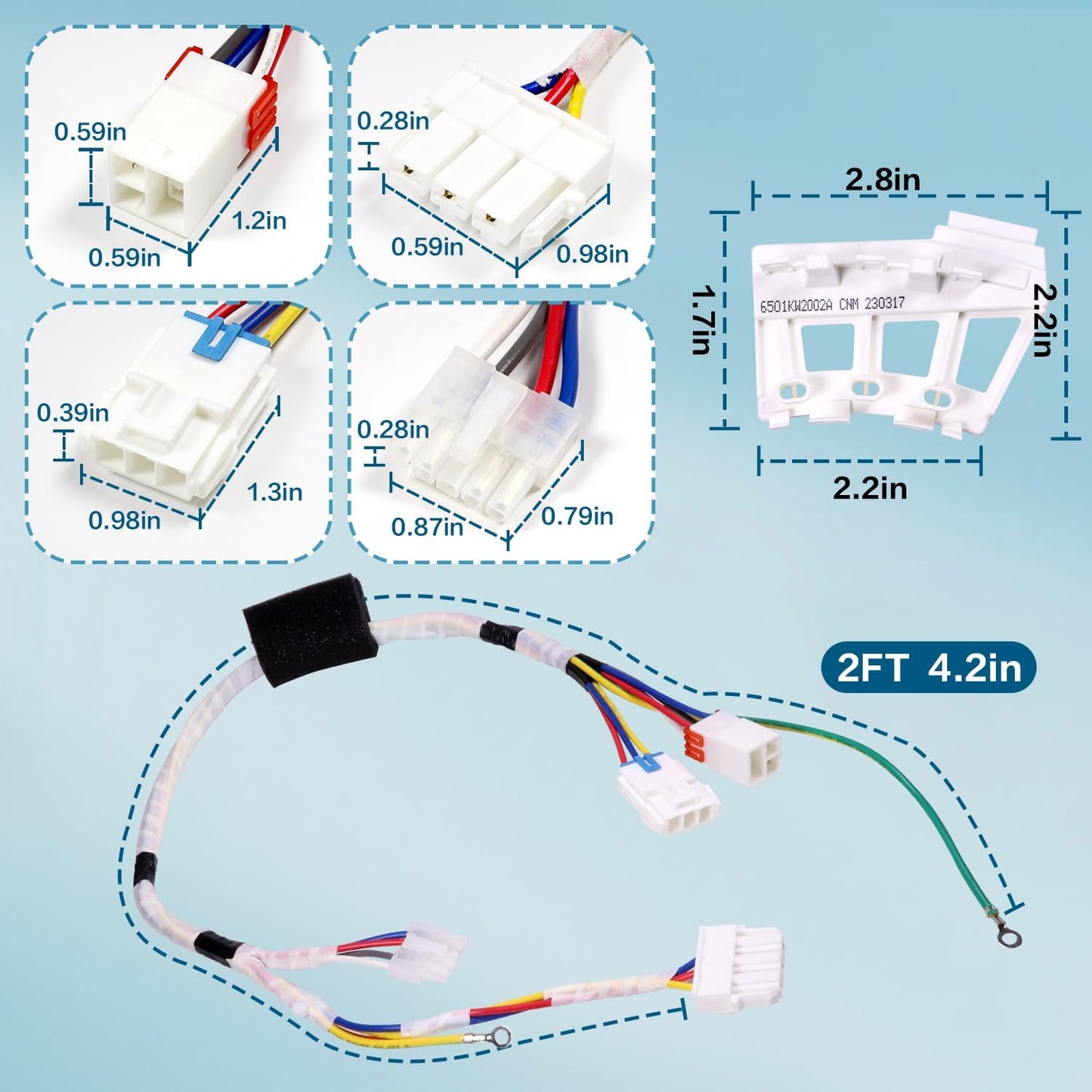 Washing Machine Multi-Wire Motor Harness for Kenmore for Lifes Good for LG Washer Wire Harness Replace 6877ER1016F + 6501KW2002A Washer Rotor Position Sensor Assembly (6877ER1016F+6501KW2002A)