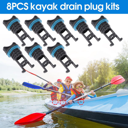 8Pcs Drain Plug kit Drain Stoppers Scupper Plug Kit for Dagger Kayaks for Stream Kayak for Ocean Kayak for Dinghy for Canoe for Boat
