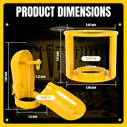 2PCS Acetylene Gas Cylinder Regulator Safety Cap Protector 3-1/8"x11 & 3-1/2"x12 Fine Thread Steel Valve Cover for High/Low Pressure Tanks Storage & Transport