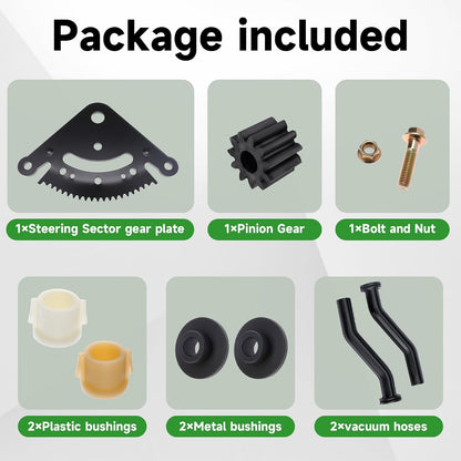 Steering Sector Pinion Gear 1GXD110E and Vacuum Pump Hose 596163 for John Deere D140 D160 D170 D130 D125 Replaces 593998 797408 for Lawn Tractor Repair