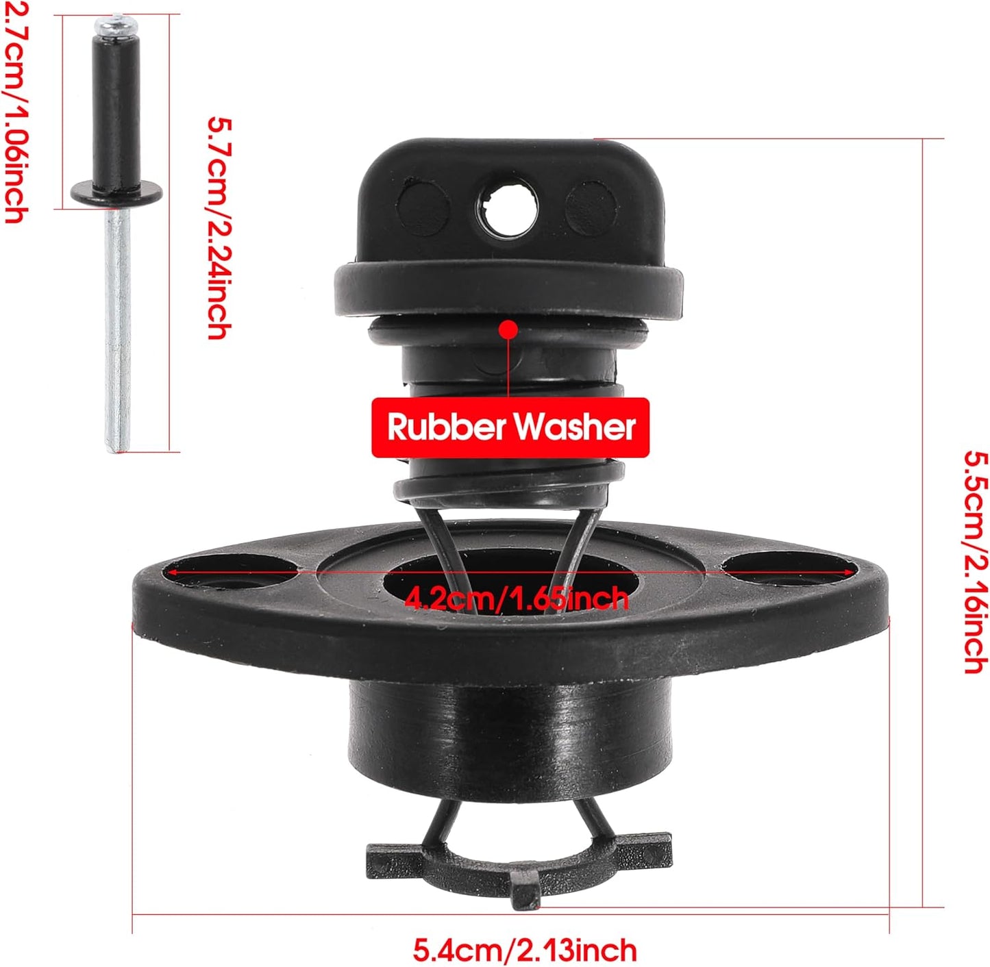 Kayak Drain Plug Kit Drain Stoppers Scupper Bung Plug Kit for Dinghy for Canoe for Boat with Screws and Blind Rivets (6Pcs)