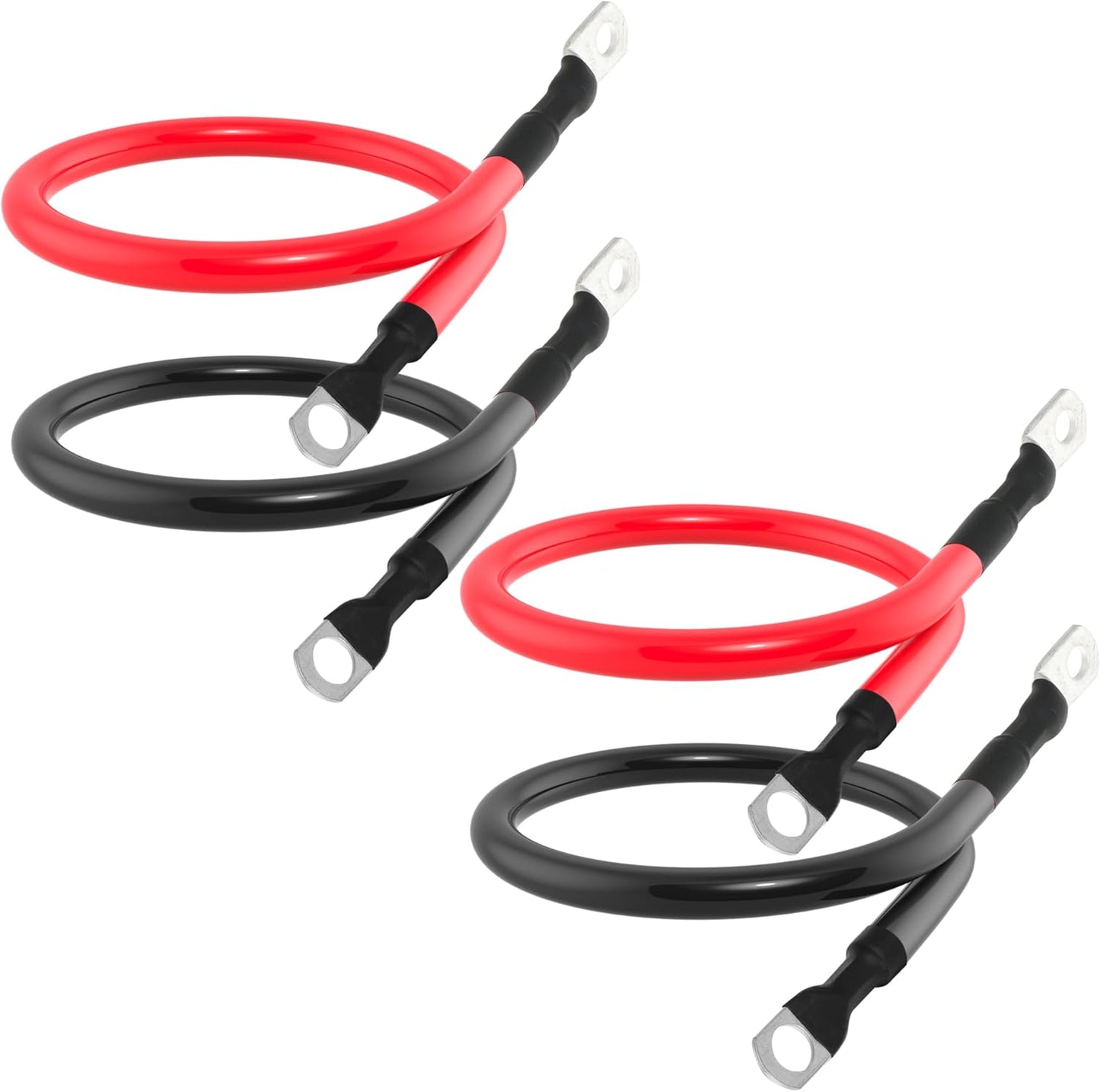 9in 4 AWG Battery Cable 4 Gauge Battery Cables 4AWG 9-Inch Battery Inverter Wires Cables with 3/8 inch Lugs for Solar Power Inverters, RVs, Campers, Travel Trailers, Cars, 2 Pairs