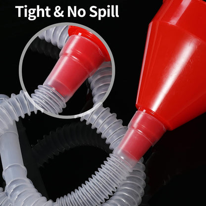 Small Flexible Fuel Funnel with Long Hose Plastic Wide Mouth Filling Funnel Car Funnel for Engine Oil Gas Fuel Gasoline Diesel Water Fluid Liquid Transmission Red Wide Diameter 3.15inch(1)