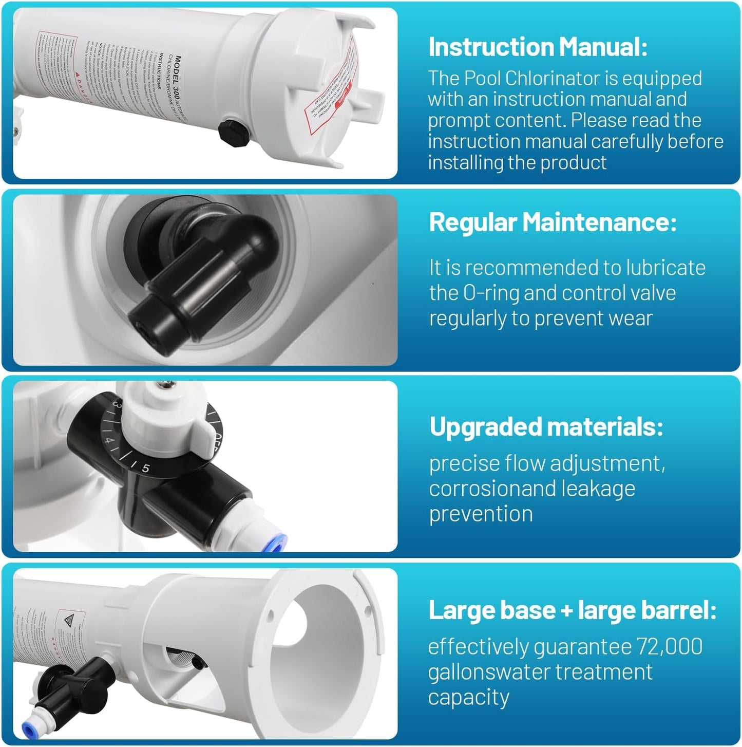 300 Pool Chlorinator Replace R171016 for Pentair Rainbow R171016 300 Automatic Chlorine/Bromine 300 Offline Pool Feeder for Pool and Spa