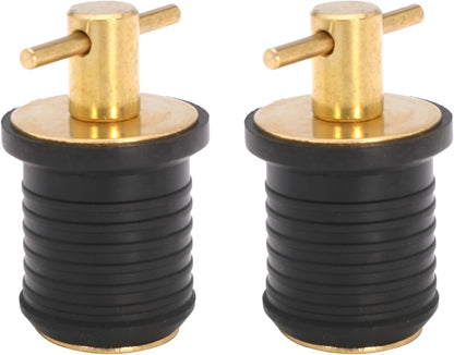 2 Pcs T-Handle Boat Plug Brass/Stainless Steel Boat Drain Plug Snap Handle Plug Rubber Drain Plug for Boat Marine