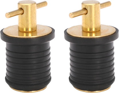 2 Pcs T-Handle Boat Plug Brass/Stainless Steel Boat Drain Plug Snap Handle Plug Rubber Drain Plug for Boat Marine