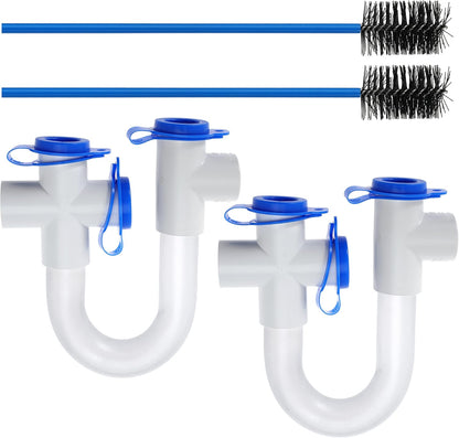 2PACK 3/4" Standard Condensate Trap U Trap for HVAC Systems, Air Conditioner with 19" Cleaning Brush