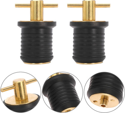 4pcs T-Handle Boat Plug Brass/Stainless Steel Boat Drain Plug Snap Handle Plug Rubber Drain Plug for Boat Marine