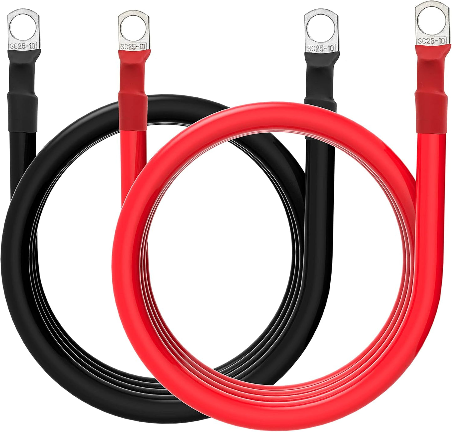 4 AWG Battery Cable 4 Gauge Battery Wires with 3/8 terminals Power Inverter Cables for Solar Boat Marine RV Car (5FT, 1 red+1 black cable)