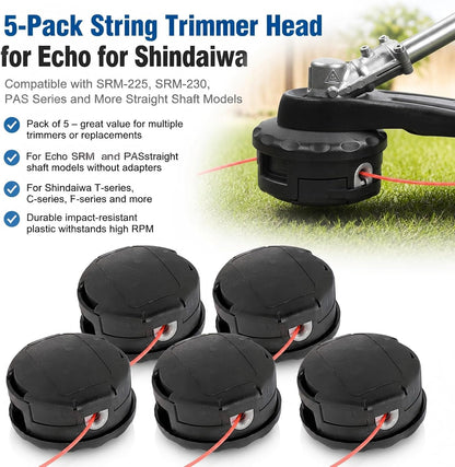 Trimmer Head for Echo Weed Eater PAS210 PAS211 PAS225 PAS230 for Echo Speed Feed 400 SRM210 SRM211 SRM225 SRM230 for SHINDAIWA C230 C242 C2510 5PCS