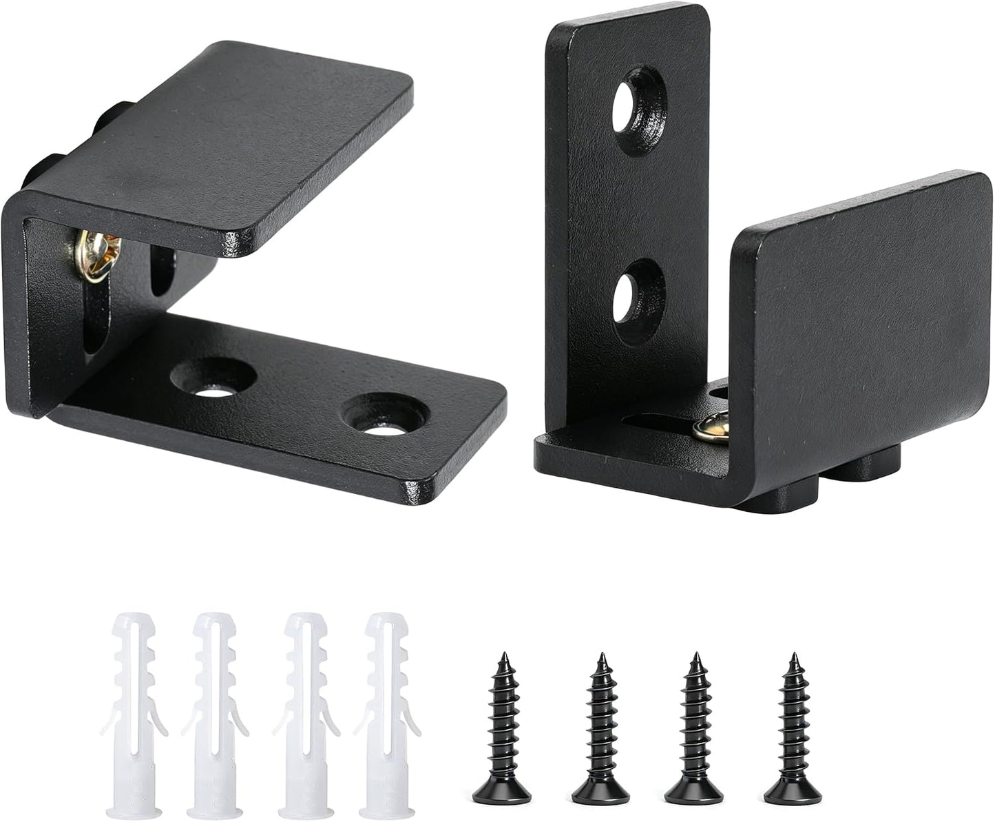 Barn Door Floor Guide,2 Assemble Setup Options,Wall Mount System (2PCS) | Wall Mount Design,Fits Various Door Thicknesses,Steel Construction,Smooth & Quiet Sliding,Easy Installation