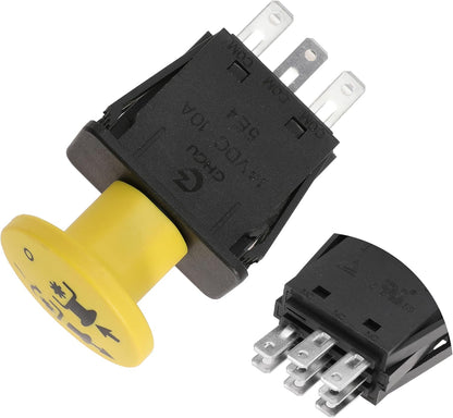 Clutch PTO Switch 8 Terminals for Dixie Chopper for Jacobsen for Bobcat for Rotary for MTD for Delta Compatible with 4174684 500016 2721505 430-528 110-9657A 725-07534 6204-322, 10 AMP, Red Knob