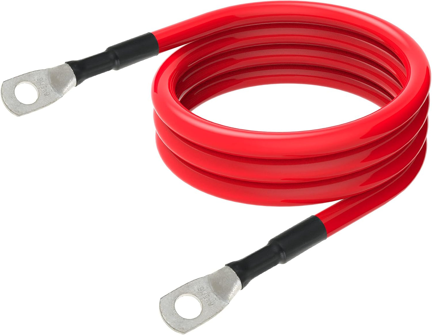 6 AWG Battery Cables 6 Gauge Battery Power Inverter Cable with 5/16 Inch Tinned Copper Lugs Both Ends for Solar Marine Boat RV Car Motorcycle 2 pcs (4FT)