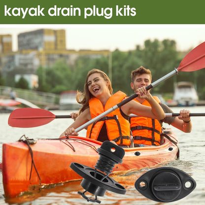Kayak Drain Plug Kit Drain Stoppers Scupper Bung Plug Kit for Dinghy for Canoe for Boat with Screws and Blind Rivets (4Pcs)