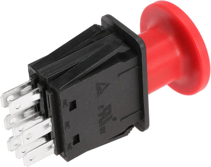 Clutch PTO Switch 8 Terminals for Dixie Chopper for Jacobsen for Bobcat for Rotary for MTD for Delta Compatible with 4174684 500016 2721505 430-528 110-9657A 725-07534 6204-322, 10 AMP, Red Knob