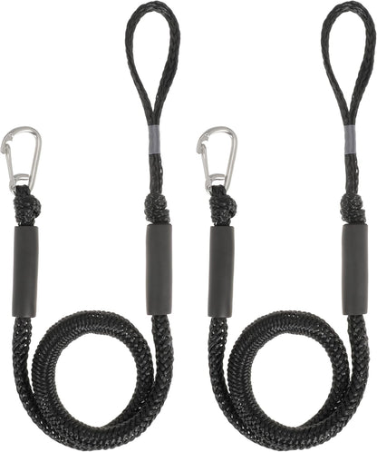 Boat Bungee Dock Lines Marine Mooring Rope with Stainless Steel Clip Bungee Cord Docking Lines for Boat Bungee Docking Ropes for Kayak,Pontoon,Canoe (Black-2)