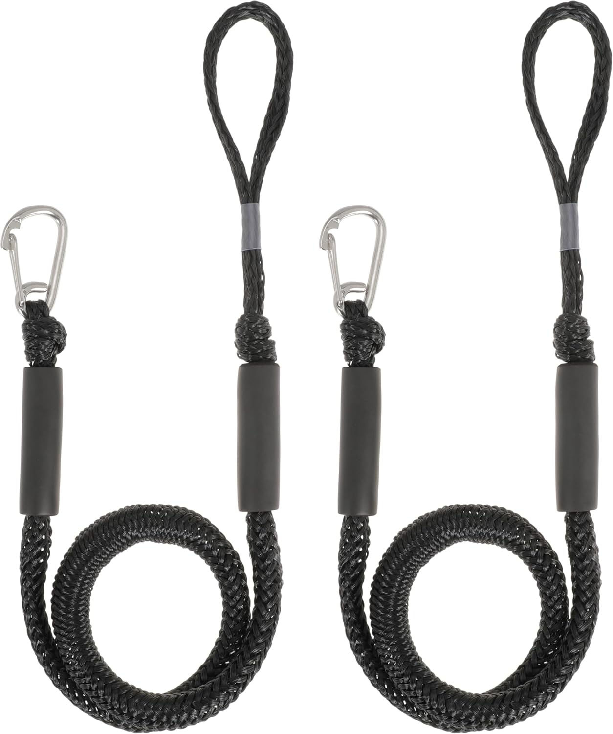 Boat Bungee Dock Lines Marine Mooring Rope with Stainless Steel Clip Bungee Cord Docking Lines for Boat Bungee Docking Ropes for Kayak,Pontoon,Canoe (Black-2)