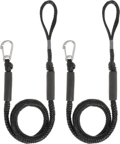 Boat Bungee Dock Lines Marine Mooring Rope with Stainless Steel Clip Bungee Cord Docking Lines for Boat Bungee Docking Ropes for Kayak,Pontoon,Canoe (Black-2)