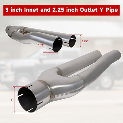 Dual Exhaust Muffler Y-Pipe Kit for Dodge Ram 1500 Hemi Pickup Trucks 5.7L 2009-2019 with 3 inch Innet and 2.25 inch Outlet Y Pipe Muffler, Silver