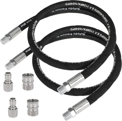Pressure Washer Whip Hose Power Washer Jumper Hose for Pressure Washing with Steel Connector 3/8 Inch NPT Quick Connect Plug Hose Reel Connector Hose, 4000 PSI, 9FT, 2PCS