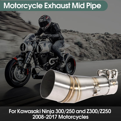 Motorcycle Exhaust Mid Pipe Muffler Mid-pipe for Kawasaki Ninja 250 300 Z250 Z300 2008-2017