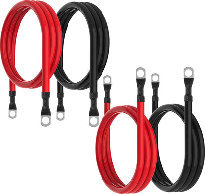 9in 4 AWG Battery Cable 4 Gauge Battery Cables 4AWG 9-Inch Battery Inverter Wires Cables with 3/8 inch Lugs for Solar Power Inverters, RVs, Campers, Travel Trailers, Cars, 2 Pairs