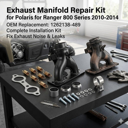 1262138-489 Exhaust Manifold with Exhaust Pipe Donut Gasket Seal Spring Kit for Polaris for Ranger 800 for Polaris for Ranger for Crew HD XP 800 2010 2011 2012 2013 2014