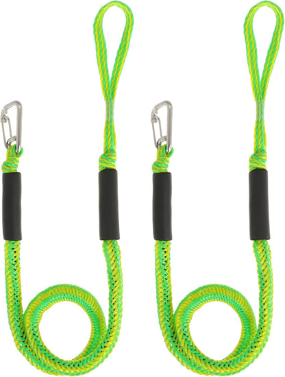 Boat Bungee Dock Lines Marine Mooring Rope with Stainless Steel Clip Bungee Cord Docking Lines for Boat Bungee Docking Ropes for Kayak,Pontoon,Canoe (Black-2)