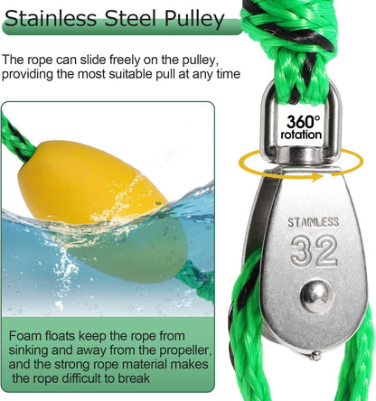 Heavy Duty Boat Tow Harness for Tubing Self Centering Boat Tow Rope with Stainless Steel Quick Connector for Boat Water Sport Water Ski Jet Ski Wakeboarding
