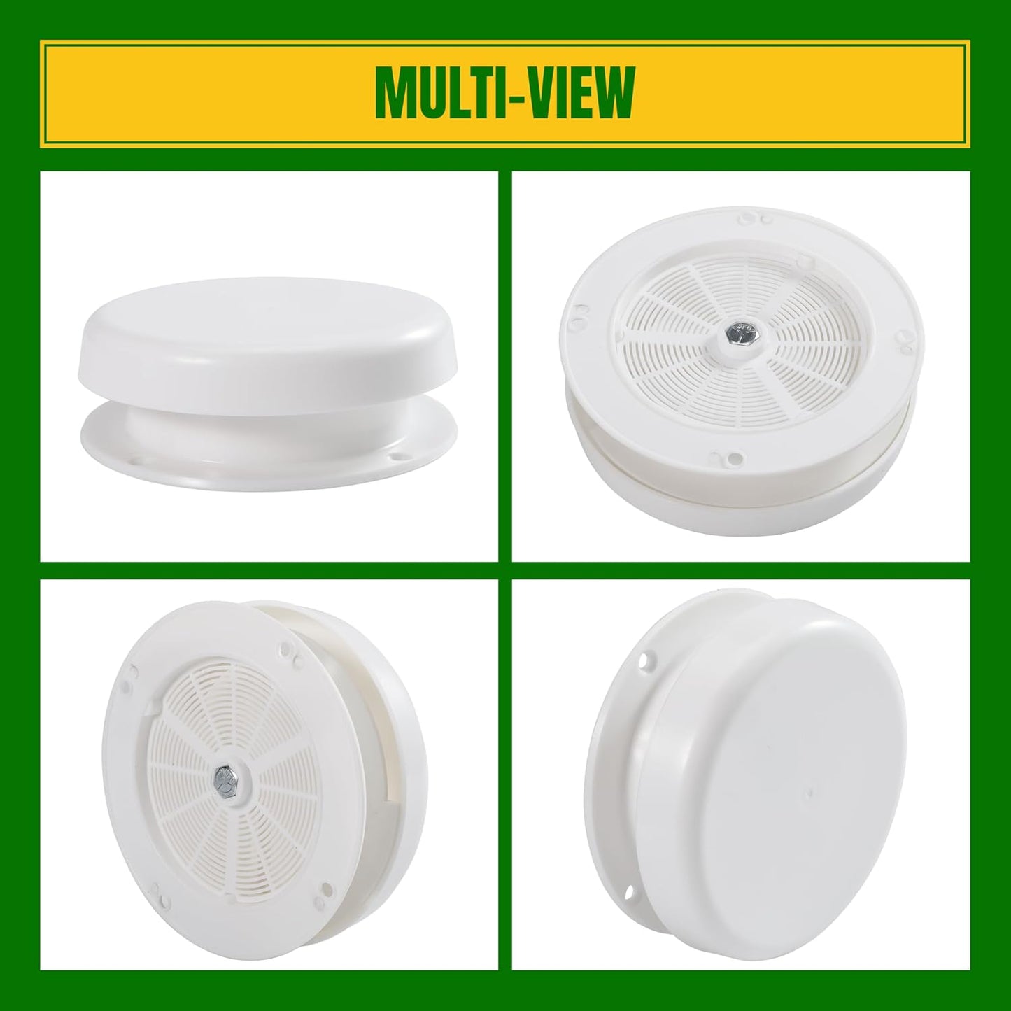 1 Pcs RV Roof Mushroom Vent with 2 Pcs Water Cover Guard Cap for Keystone Trailers Motor Homes Campers, White