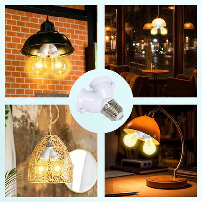 2 in 1 E26 Twin Light Bulb Socket Splitter Adapter, 2 E26 Standard Medium Base Bulbs in 1 Socket,Y-Shape Lamp Holder Converter,Maximum 200W 165℃ Heat Resistant,Ceiling Light Base Lamp,10 Pcs
