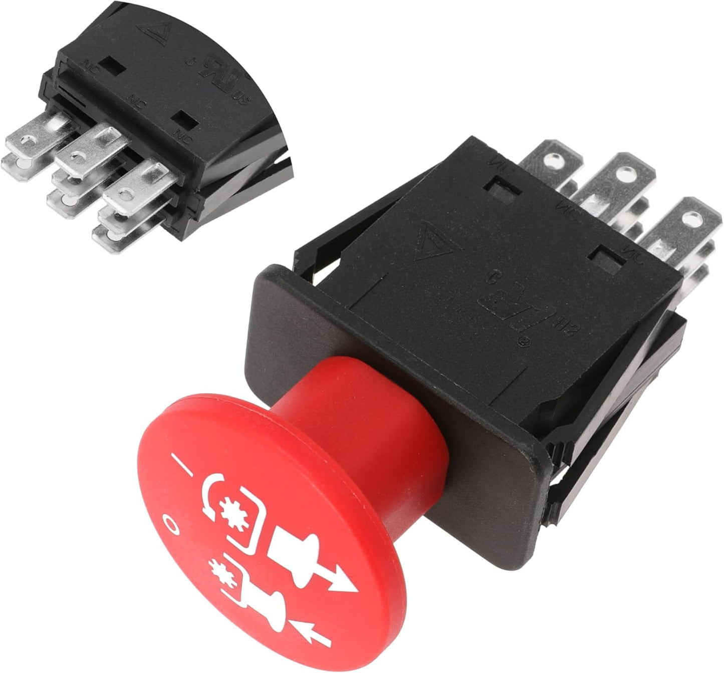 Clutch PTO Switch 8 Terminals for Dixie Chopper for Jacobsen for Bobcat for Rotary for MTD for Delta Compatible with 4174684 500016 2721505 430-528 110-9657A 725-07534 6204-322, 10 AMP, Red Knob