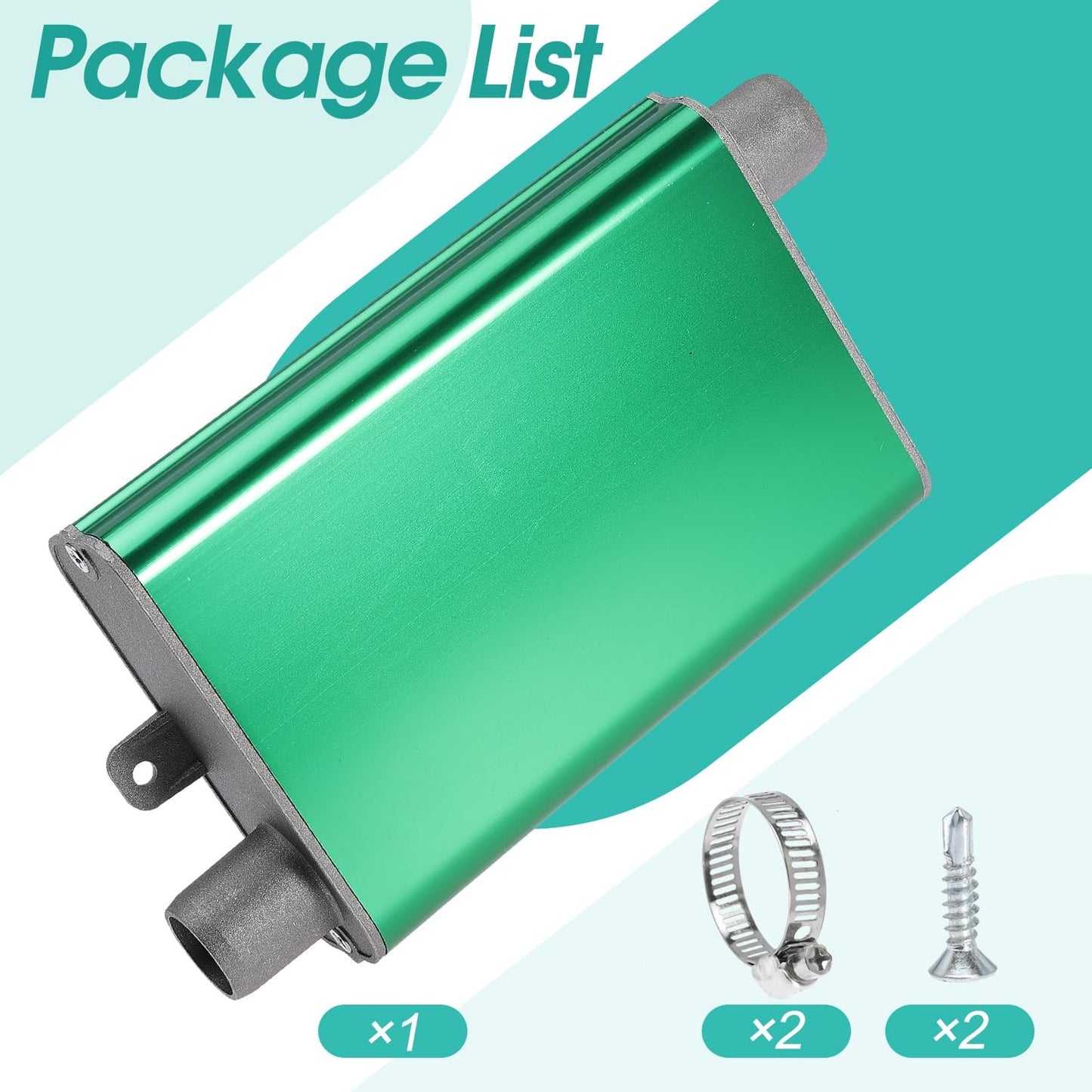 24mm Exhaust Muffler Pipe Upgraded for Chinese for Eberspacher Diesel Heaters Air Compressor with 2 clamps and screws, Green