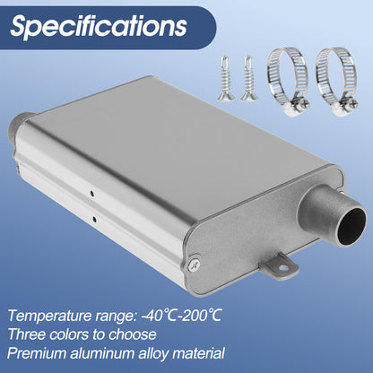 24mm Exhaust Muffler Pipe Upgraded for Chinese for Eberspacher Diesel Heaters Air Compressor with 2 clamps and screws, Silver