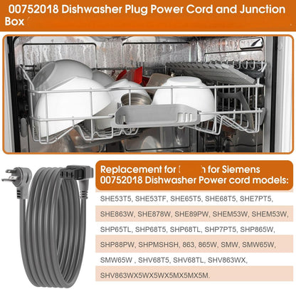 for 00752018 Dishwasher Plug Power Cord for B-osch 300 500 800 Series Dishwashers for SMZPC002UC Plug Power Cord AC Charger